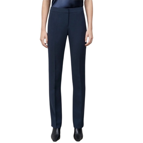 Lafayette 148 New York Finesse Crepe Barrow Pant in Navy Blue Size 10 - Picture 1 of 6